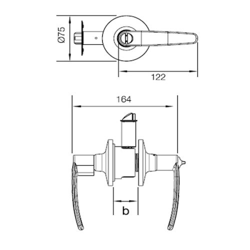 Bộ khóa tay nắm cửa đi Hafele 489.10.186 3 Kích thước của Bộ khóa tay nắm cửa đi Hafele 489.10.186