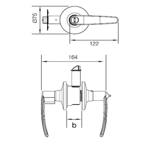 Bộ khóa tay nắm cửa đi Hafele 489.10.187 3 Kích thước của Bộ khóa tay nắm cửa đi Hafele 489.10.187