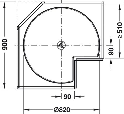 Bộ mâm xoay 2 tầng 270 độ 900mm Hafele 542.31.650 3 Bộ mâm xoay 2 tầng 270 độ 900mm Hafele 542.31.650