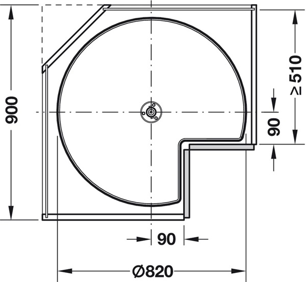 Bộ mâm xoay 2 tầng 270 độ 900mm Hafele 542.31.650 Bộ mâm xoay 2 tầng 270 độ 900mm Hafele 542.31.650