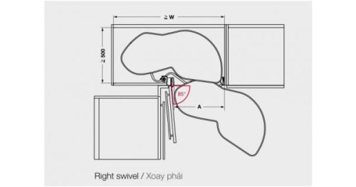 Bộ rổ góc Lemans II Hafele 541.29.480, màu đen 3 Kích thước của Bộ rổ góc Lemans II Hafele 541.29.480, màu đen