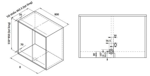 Kích thước của Bộ rổ góc xoay 180 độ Mezzo Hafele 548.37.200 mạ chrome
