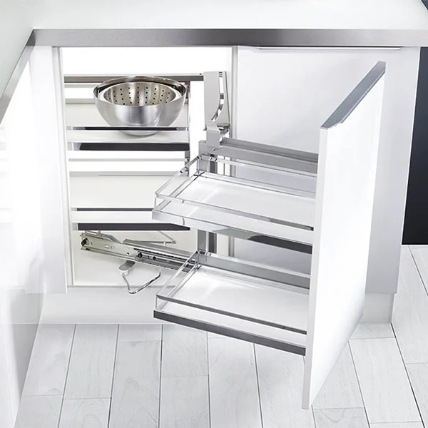 Bộ rổ kéo góc Magic Corner xoay trái, khay Arena Hafele 546.17.004 Bộ rổ kéo góc Magic Corner xoay trái, khay Arena Hafele 546.17.004