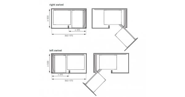 Kích thước của Bộ rổ kéo góc Magic Corner xoay trái, khay Arena Hafele 546.17.004 Kích thước của Bộ rổ kéo góc Magic Corner xoay trái, khay Arena Hafele 546.17.004