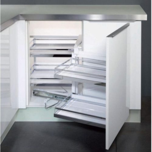 Bộ rổ kéo góc Magic Corner, xoay trái, khay Arena Hafele 546.17.005 3 Bộ rổ kéo góc Magic Corner, xoay trái, khay Arena Hafele 546.17.005