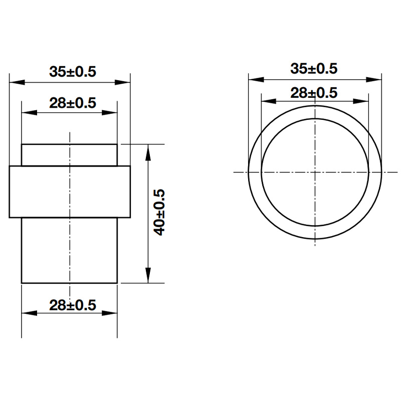 Kích thước của Chặn cửa gắn sàn Hafele 937.56.403 Kích thước của Chặn cửa gắn sàn Hafele 937.56.403
