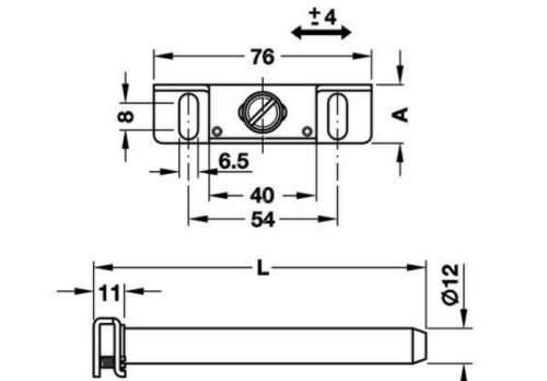 Chốt đỡ kệ âm gắn tường 110mm Hafele 283.33.930 3 Kích thước của Chốt đỡ kệ âm gắn tường 110mm Hafele 283.33.930