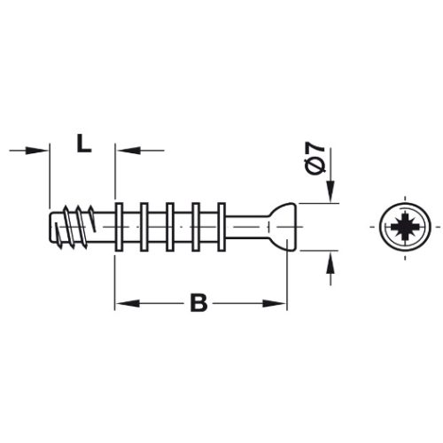 Chốt nối nhỏ ren M6 Hafele 262.28.642 3 Kích thước của Chốt nối nhỏ ren M6 Hafele 262.28.642