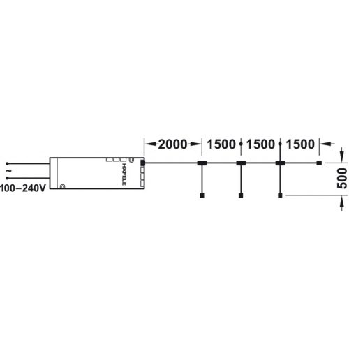 Dây nối chia 4 ngõ 24V Hafele 833.77.813 3 Kích thước của Dây nối chia 4 ngõ 24V Hafele 833.77.813