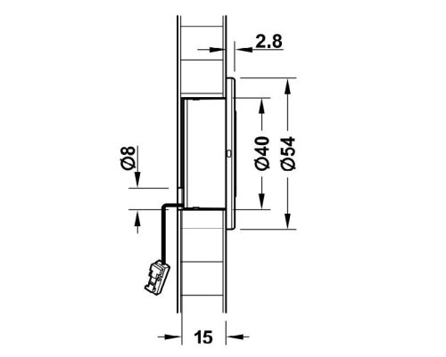 Đèn Led 2028 cảm biến chuyển động 12V Hafele 833.73.110 4 Kích thước của Đèn Led 2028 cảm biến chuyển động 12V Hafele 833.73.110