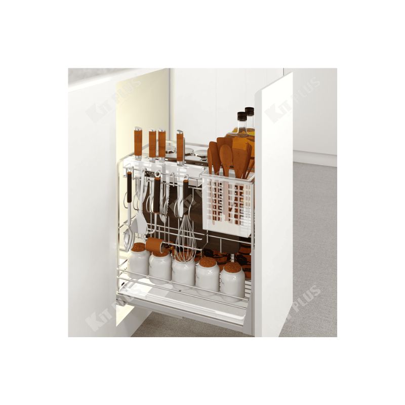 Giá dao thớt Inox nan vuông, ray giảm chấn Kit Plus DE 35T Giá dao thớt Inox nan vuông, ray giảm chấn Kit Plus DE 35T