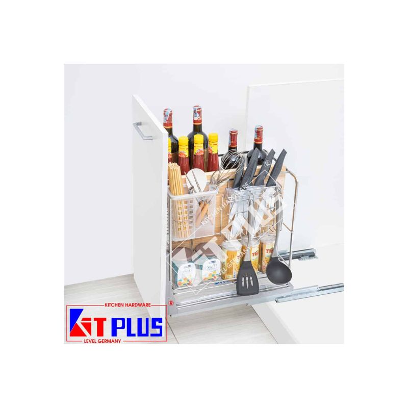 Giá dao thớt Inox nan vuông, ray giảm chấn Kit Plus DE 35T Giá dao thớt Inox nan vuông, ray giảm chấn Kit Plus DE 35T