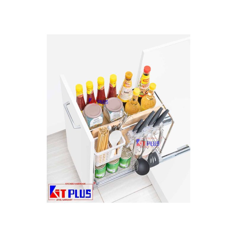 Giá dao thớt nan dẹt inox mờ, ray giảm chấn Kit Plus EC VIP.35 Giá dao thớt nan dẹt inox mờ, ray giảm chấn Kit Plus EC VIP.35