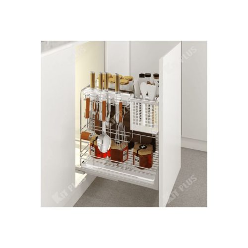 Giá dao thớt nan dẹt inox mờ, ray giảm chấn Kit Plus EC VIP.35 4 Giá dao thớt nan dẹt inox mờ, ray giảm chấn Kit Plus EC VIP.35