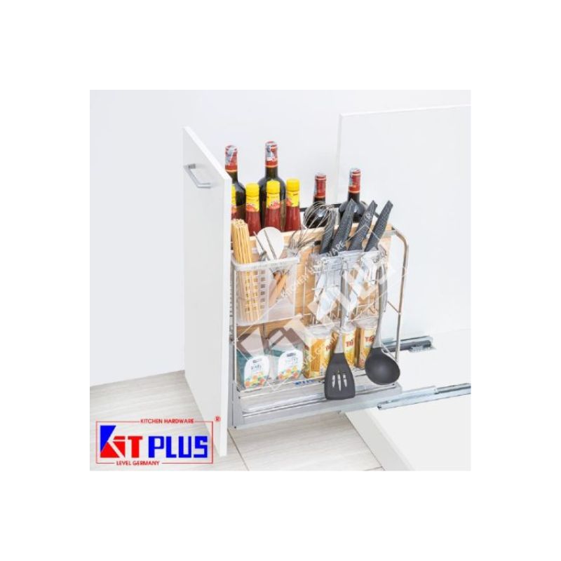 Giá dao thớt nan dẹt inox mờ, ray giảm chấn Kit Plus EC VIP.35 Giá dao thớt nan dẹt inox mờ, ray giảm chấn Kit Plus EC VIP.35