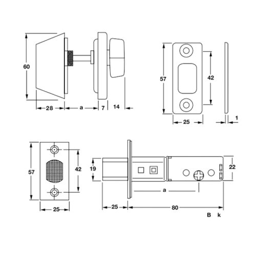 Khóa cóc 1 đầu chìa 1 đầu vặn Hafele 911.83.567 3 Kích thước của Khóa cóc 1 đầu chìa 1 đầu vặn Hafele 911.83.567