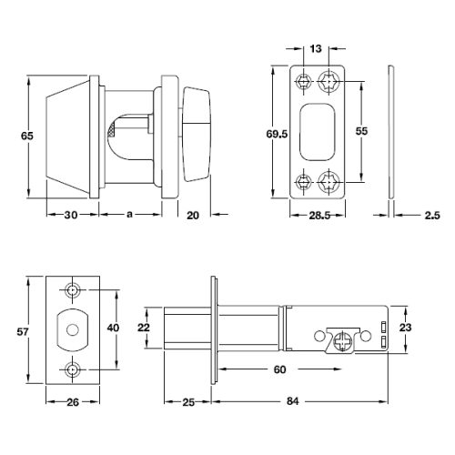 Khoá cóc 1 đầu chìa 1 đầu vặn Hafele – loại lớn 911.64.274 3 Kích thước của Khoá cóc 1 đầu chìa 1 đầu vặn Hafele – loại lớn 911.64.274