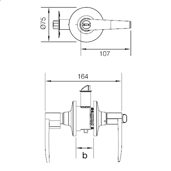 Kích thước của Khóa tay nắm gạt cửa vệ sinh Hafele 489.10.174 Kích thước của Khóa tay nắm gạt cửa vệ sinh Hafele 489.10.174