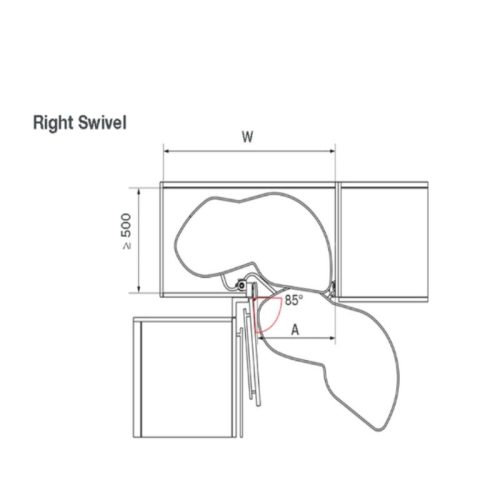 Kích thước bộ rổ góc Lemans II Hafele 541.32.670 màu Crom