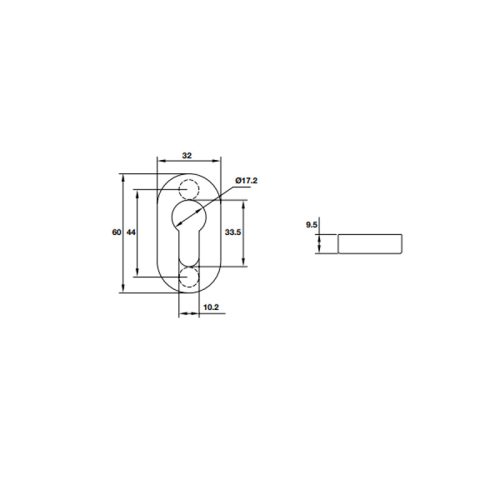 Kích thước của Nắp che ruột khóa Oval Hafele 902.52.294