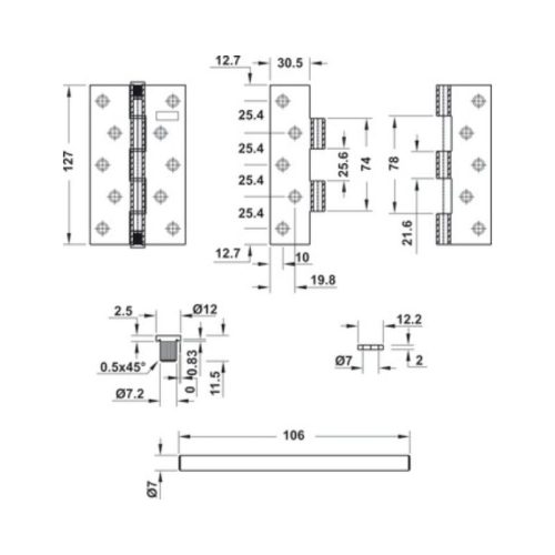 Bản lề lá Bauma 926.20.347 3 Bản lề lá Bauma 926.20.347