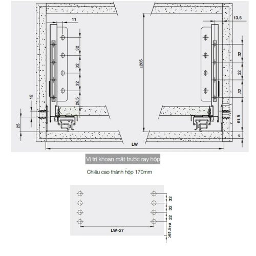 Ray hộp Hafele 552.35.355 Alto S PTO xám đậm H170/500mm 3 phu kien nha bep 552 35 355 1 1