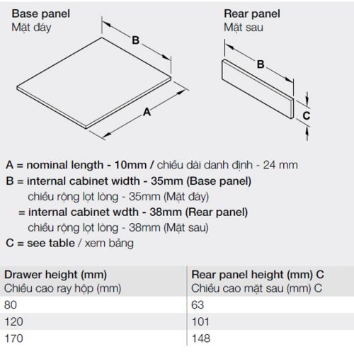 Ray hộp Hafele 552.35.355 Alto S PTO xám đậm H170/500mm 4 Ray hộp Hafele 552.35.355 Alto S PTO xám đậm H170/500mm