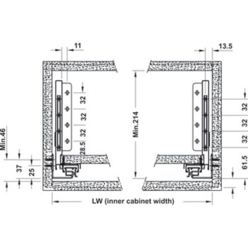 Ray hộp Alto-S chiều cao 170mm Hafele 552.36.355 3 Ray hộp Alto-S chiều cao 170mm Hafele 552.36.355