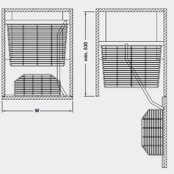 Kích thước của Phụ kiện tủ 6 tầng Milan Series-Hafele 549.91.173 Kích thước của Phụ kiện tủ 6 tầng Milan Series-Hafele 549.91.173
