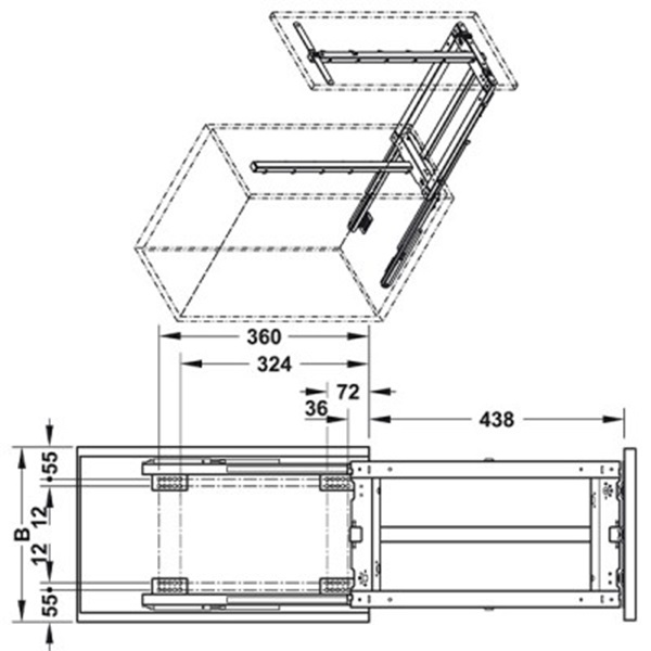 Kích thước của Phụ kiện tủ bếp Hafele 545.11.962, bộ rổ JUNIOR III, 300mm, màu ANTHRACITE Kích thước của Phụ kiện tủ bếp Hafele 545.11.962, bộ rổ JUNIOR III, 300mm, màu ANTHRACITE