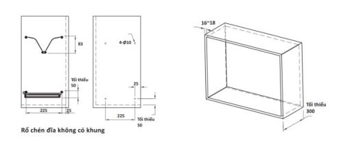 Rổ bát đĩa không khung Presto Hafele 544.40.027 Inox 304 3 Kích thước của Rổ bát đĩa không khung Presto Hafele 544.40.027 Inox 304