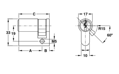 Ruột khóa 1 đầu Hafele 916.00.604, 50.5mm Đồng thau