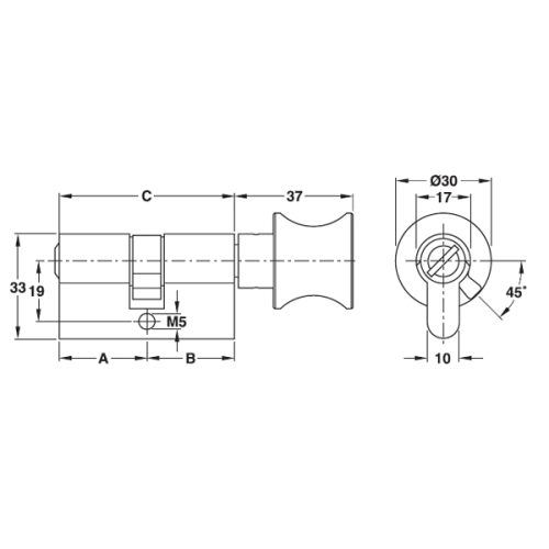 Ruột khóa cho cửa phòng vệ sinh Hafele 916.08.725, 71mm Đồng thau