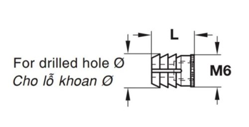 Kích thước của Tắc kê thân ốc liên kết Hafele 039.33.266