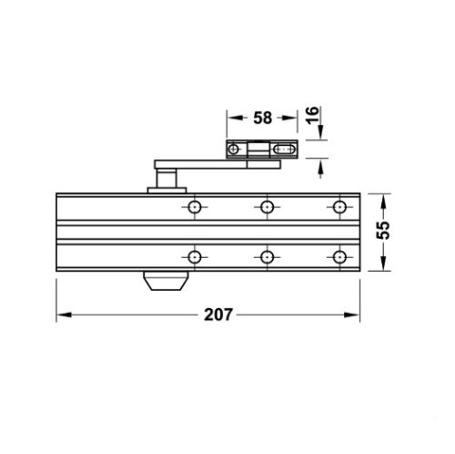 Tay đẩy hơi cùi chỏ 80Kg Hafele 931.84.078 3 Kích thước của Tay đẩy hơi cùi chỏ 80Kg Hafele 931.84.078