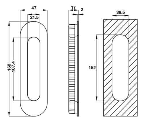 Tay nắm âm Hafele 903.11.950 3 Kích thước của Tay nắm âm Hafele 903.11.950