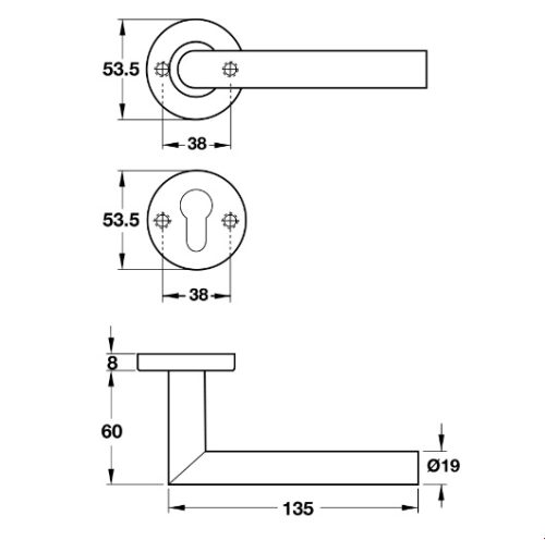 Tay nắm gạt cửa phòng Hafele 903.92.558 3 Kích thước của Tay nắm gạt cửa phòng Hafele 903.92.558