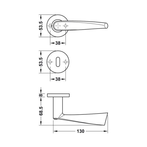 Tay nắm gạt cửa phòng Hafele 903.92.636 3 Kích thước của Tay nắm gạt cửa phòng Hafele 903.92.636