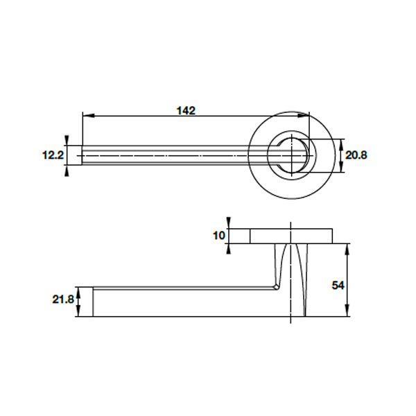 Kích thước của Tay nắm gạt cửa phòng Hafele 903.99.329 Kích thước của Tay nắm gạt cửa phòng Hafele 903.99.329