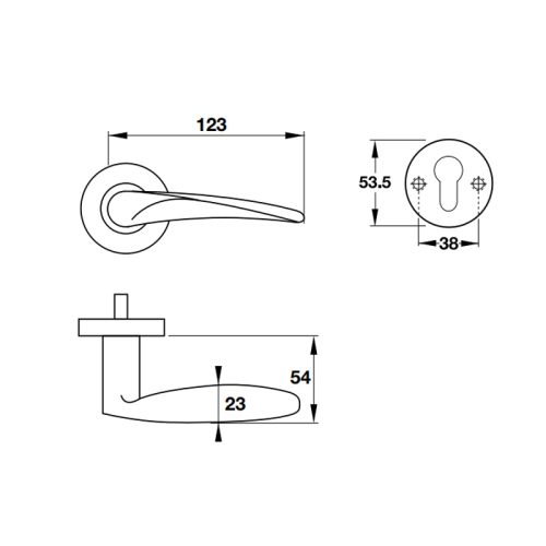 Tay nắm gạt cửa phòng Hafele 903.99.791 3 Kích thước của Tay nắm gạt cửa phòng Hafele 903.99.791