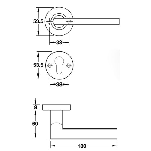 Tay nắm gạt cửa vệ sinh Hafele 903.93.646 3 Kích thước của Tay nắm gạt cửa vệ sinh Hafele 903.93.646