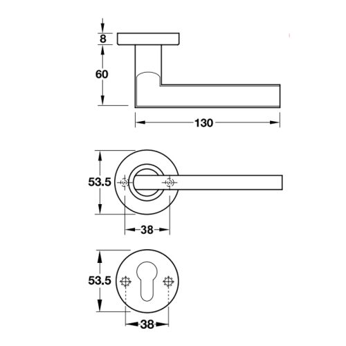 Kích thước của Tay nắm gạt Hafele 903.99.788