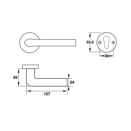 Tay nắm gạt Hafele 903.99.793 3 Kích thước của Tay nắm gạt Hafele 903.99.793