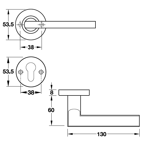 Kích thước của Tay nắm gạt nắp che cửa phòng Hafele 903.78.162 Kích thước của Tay nắm gạt nắp che cửa phòng Hafele 903.78.162