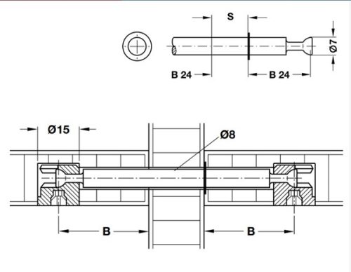 Kích thước của Thân ốc liên kết Hafele 262.27.805