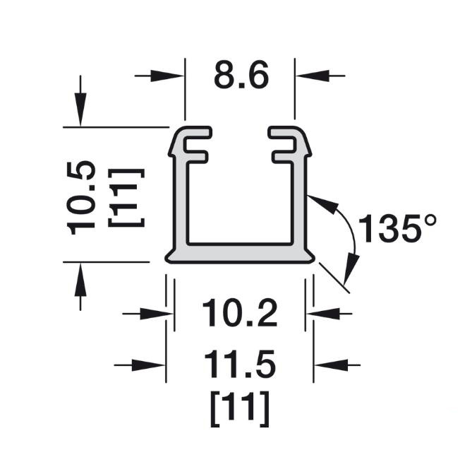 Kích thước của Thanh dẫn đèn lắp âm Hafele 833.72.898 Kích thước của Thanh dẫn đèn lắp âm Hafele 833.72.898