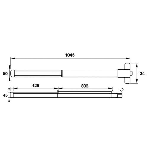 Kích thước của Thanh thoát hiểm Hafele 911.52.143