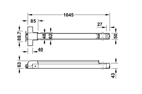 Thanh thoát hiểm Inox mờ Hafele 903.00.310 3 Kích thước của Thanh thoát hiểm Inox mờ Hafele 903.00.310