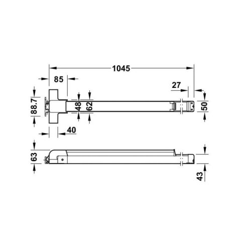 Thanh thoát hiểm màu đen Hafele 903.00.319 3 Kích thước của Thanh thoát hiểm màu đen Hafele 903.00.319