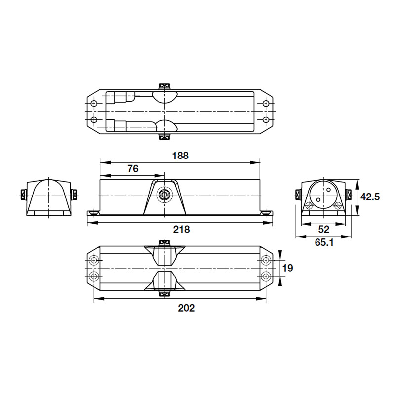 Kích thước của Thiết bị đóng cửa tự động 80Kg Hafele 931.77.129 Kích thước của Thiết bị đóng cửa tự động 80Kg Hafele 931.77.129
